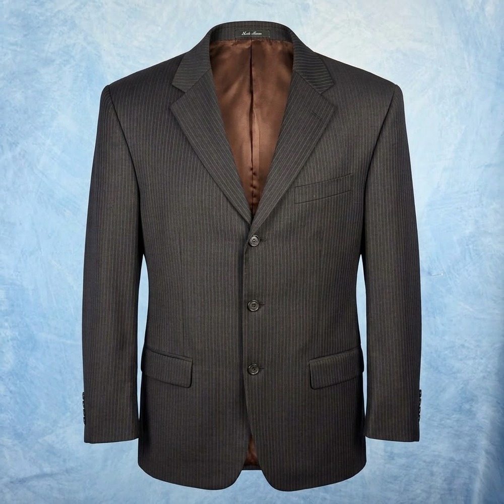Oscar de la Renta Profile Mens 42S Pinstripe Wool Blazer Sport Coat Charcoal